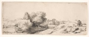 Maisema, jossa on maitomies tekijältä Rembrandt van Rijn