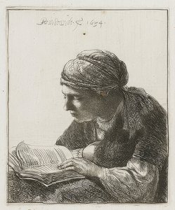 Lukija. 1634 tekijältä Rembrandt van Rijn