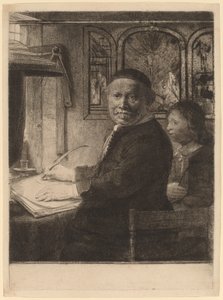 Lieven Willemsz van Coppenol: Pienempi lautanen, n. 1658. tekijältä Rembrandt van Rijn