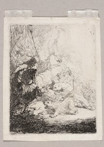 Pieni leijonametsästys (kahden leijonan kanssa) tekijältä Rembrandt van Rijn