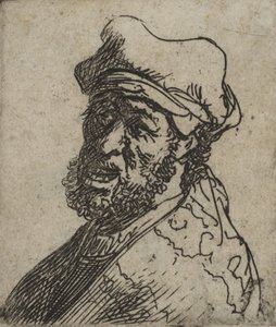 Mies huutaa, kolme neljäsosaa vasemmalla: rintakuva, n. 1629, n. 1629. tekijältä Rembrandt van Rijn