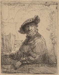 Mies lehtimajassa, 1642. tekijältä Rembrandt van Rijn