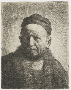 Mies, jolla on tiukka lippis: rintakuva (taiteilijan isä?) tekijältä Rembrandt van Rijn