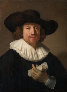 Mies, jolla on nuottilehti tekijältä Rembrandt van Rijn