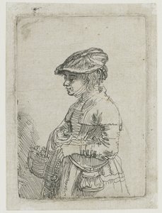 Tyttö korin kanssa tekijältä Rembrandt van Rijn