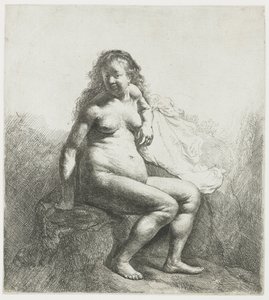 Alaston nainen kukkulalla tekijältä Rembrandt van Rijn