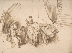 Nathan varoittaa Davidia, 1650-55. tekijältä Rembrandt van Rijn