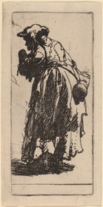 Vanha kerjäläinen ja kurpitsa tekijältä Rembrandt van Rijn