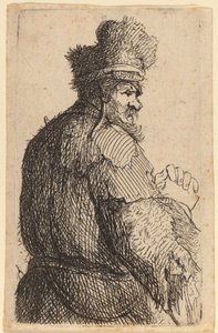 Vanha mies takaa nähtynä, profiili oikealle tekijältä Rembrandt van Rijn