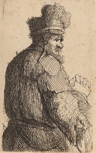Vanha mies takaa nähtynä, profiili oikealle, c. 1631. tekijältä Rembrandt van Rijn