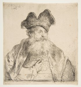 Vanha mies, jolla on jaettu turkislakka. tekijältä Rembrandt van Rijn