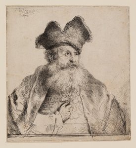 Vanha mies, jolla on jaettu turkislakka tekijältä Rembrandt van Rijn