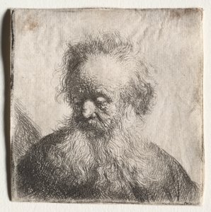 Vanhus, jolla on virtaava parta: Rintakuva tekijältä Rembrandt van Rijn
