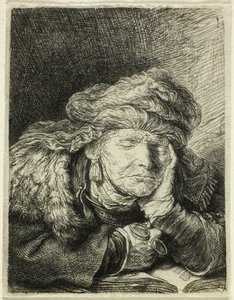 Vanha nainen nukkuu tekijältä Rembrandt van Rijn