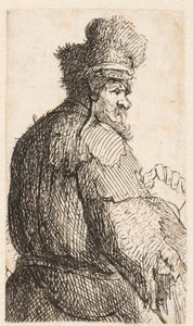 Vanha mies takaa katsottuna: profiili oikealle: puolikuva tekijältä Rembrandt van Rijn