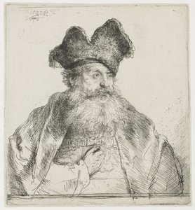 Vanha mies, jolla on jaettu turkislakka tekijältä Rembrandt van Rijn