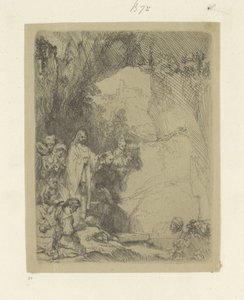 Opwekking van Lazarus: pieni levy Kokoelma kahdeksankymmentäviisi alkuperäistä vedosta (sarjan nimi) tekijältä Rembrandt van Rijn