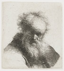 Vanha mies, jolla on pitkä parta ja valkoiset hihat tekijältä Rembrandt van Rijn