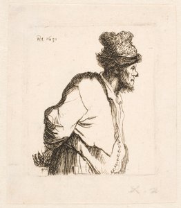 Maanviljelijä, kädet selän takana tekijältä Rembrandt van Rijn