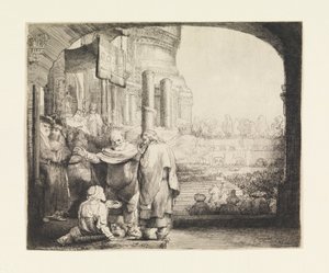 Pietari ja Johannes parantavat rampaa temppelin portilla tekijältä Rembrandt van Rijn
