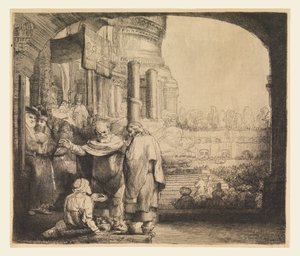 Pietari ja Johannes temppelin portilla tekijältä Rembrandt van Rijn