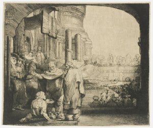 Pietari ja Johannes parantavat rampaa temppelin portilla tekijältä Rembrandt van Rijn