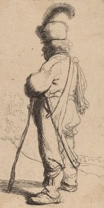 Puolalainen nojaten kepille, n. 1632. tekijältä Rembrandt van Rijn