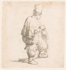 Puolalainen seisoo kädet ristissä tekijältä Rembrandt van Rijn