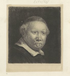 Muotokuva kirjailija Lieven Willemszista. van Coppenol: iso lautanen Recueil de quatre-vingt-cinq estampes originales (sarjan nimi) tekijältä Rembrandt van Rijn
