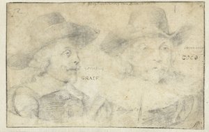 Cornelis de Graeffin ja Frans Banningh Cocqin muotokuvia tekijältä Rembrandt van Rijn