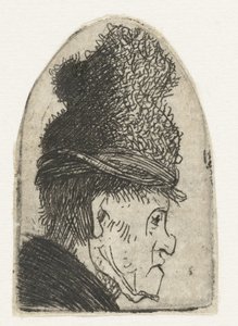 Korkeahattuisen miehen profiili Groteski profiili: mies korkealakkisessa tekijältä Rembrandt van Rijn