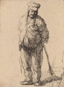 Räsytty talonpoika kädet takana, keppiä pitelevä, c. 1630. tekijältä Rembrandt van Rijn