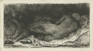 Makaava nainen alaston tekijältä Rembrandt van Rijn