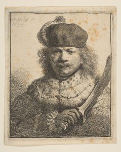 Rembrandt korotetun sapelin kanssa, 1634. tekijältä Rembrandt van Rijn