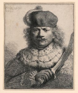 Rembrandt kohotetulla sapelilla tekijältä Rembrandt van Rijn