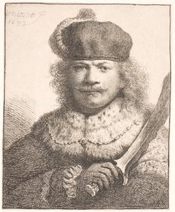 Rembrandt miekka kohollaan: puolivartalokuva tekijältä Rembrandt van Rijn