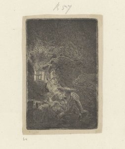 Lepää lennolla Egyptiin yöllä tekijältä Rembrandt van Rijn