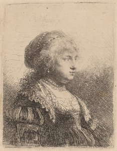 Saskia helmet hiuksissaan, 1634 tekijältä Rembrandt van Rijn