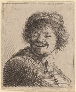 Omakuva lippisessä: Nauraa tekijältä Rembrandt van Rijn