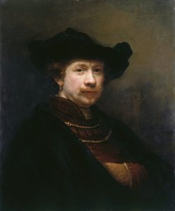 Omakuva litteässä lippaassa, 1642. tekijältä Rembrandt van Rijn