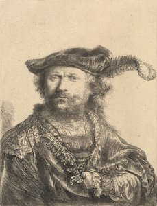 Omakuva samettilipsissä, jossa on plume, 1638. tekijältä Rembrandt van Rijn