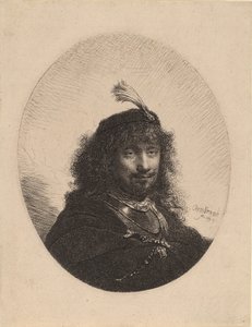 Omakuva, jossa hattu ja alennettu sapeli, 1634. tekijältä Rembrandt van Rijn