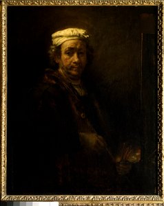 Omakuva maalaustelineessä. Rembrandt Harmenszoon van Rijn dit Rembrandtin maalaus (1606-1669) Ec. Ontto. tekijältä Rembrandt van Rijn