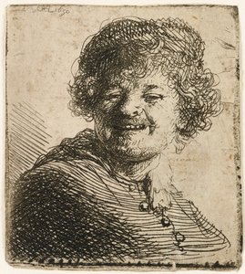 Omakuva lippiksessä: nauraa, 1630. tekijältä Rembrandt van Rijn