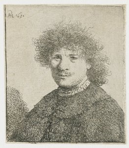 Omakuva viitassa, jossa laskeutuva kaulus: rintakuva tekijältä Rembrandt van Rijn