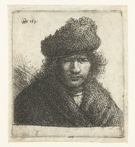 Omakuva vinossa turkislakissa: rintakuva tekijältä Rembrandt van Rijn