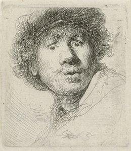 Omakuva baretilla ja suurisilmäisellä, 1630 tekijältä Rembrandt van Rijn