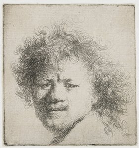 Omakuva pitkät tummat hiukset: vain pää tekijältä Rembrandt van Rijn