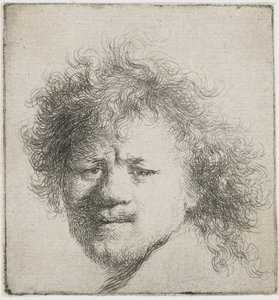 Omakuva pitkät tummat hiukset: vain pää, n. 1631. tekijältä Rembrandt van Rijn