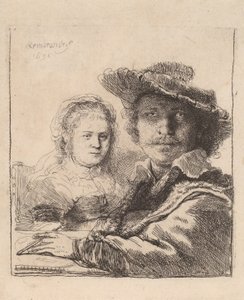 Omakuva Saskian kanssa, 1636 tekijältä Rembrandt van Rijn